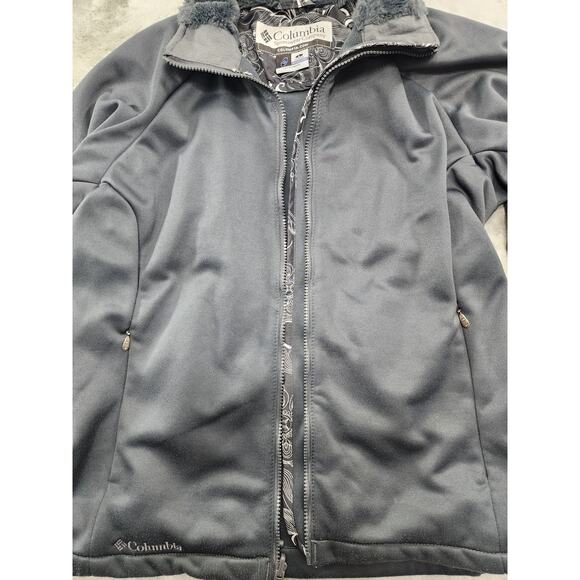 Columbia Interchange Softshell Jacket Size L Gray Full Zip Faux Fur Collar Lined - Picture 2 of 14